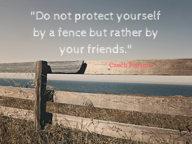 -Do not protect yourself by a fence but rather by your friends.-