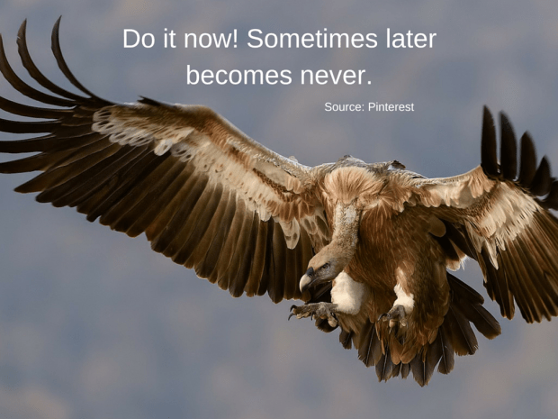 Do it now!Sometimes laterBecomes never.